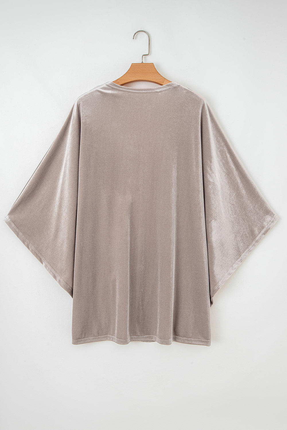 Smoke Gray Velvet Kimono Cardigan Open Front Three Quarter Sleeve Relaxed Fit Womens Lounge Wrap Dear-Lover Dropshipping